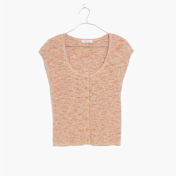 Madewell Ribbed Button-Down Shirt - Orange Marled Shaw Ribbed - Picture 8 of 8